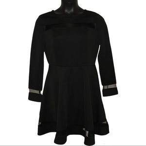 Black A line Fit and Flare Mesh Dress